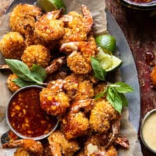Oven Fried Coconut Shrimp with Thai Pineapple Chili Sauce.