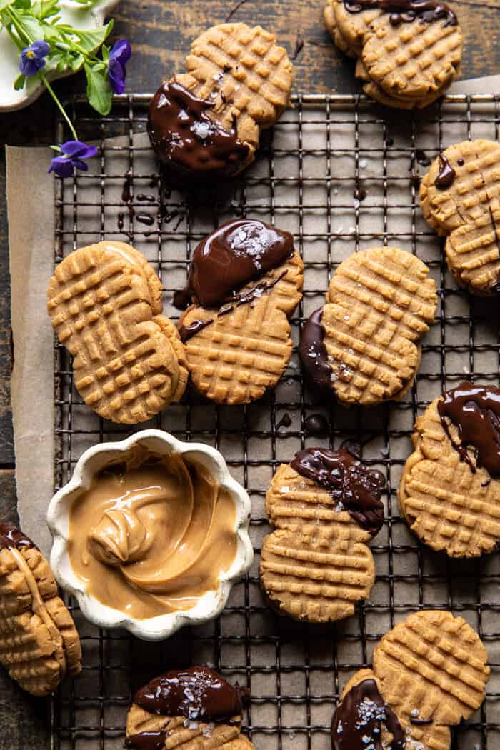 overhead photo of Healthier Homemade Nutter Butter Cookies