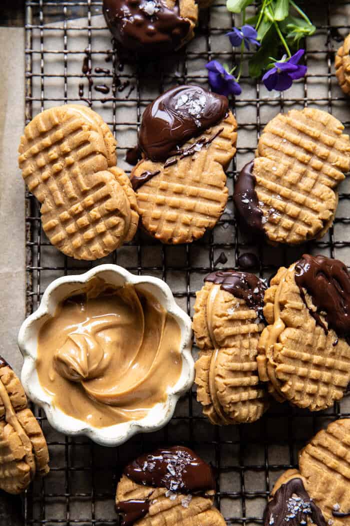 overhead photo of Healthier Homemade Nutter Butter Cookies 