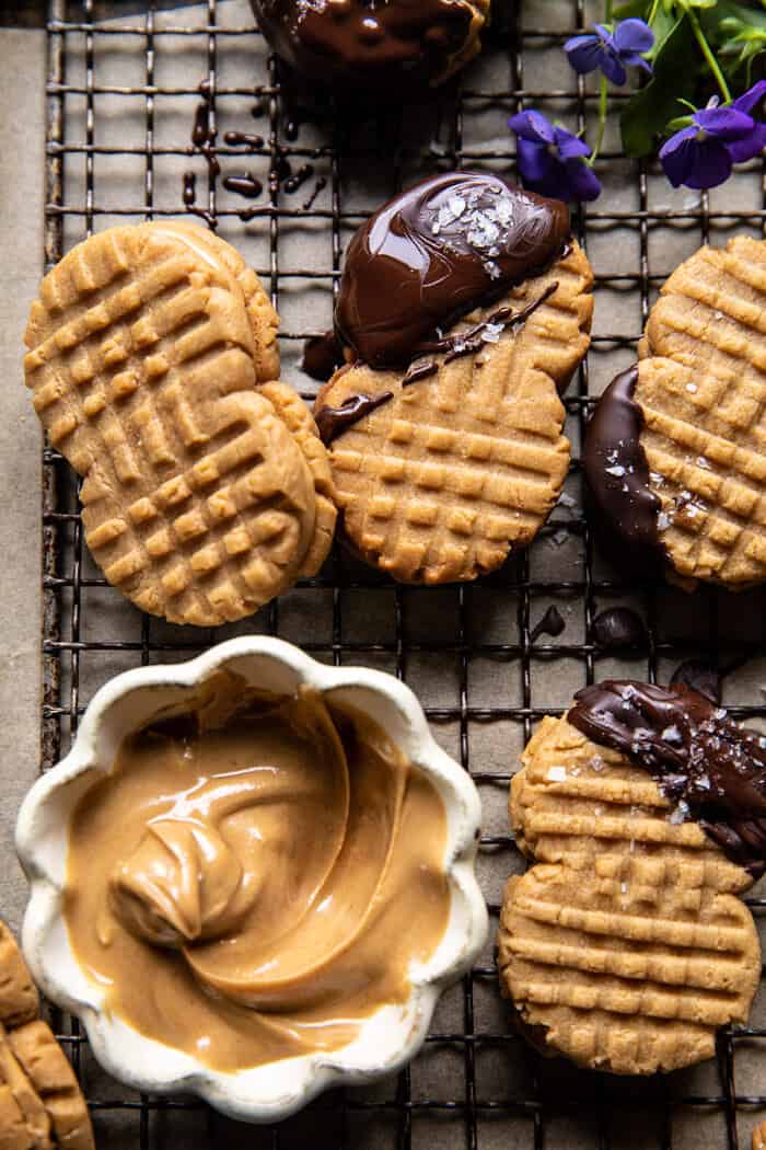 overhead close up photo of Healthier Homemade Nutter Butter Cookies