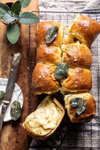 Pull Apart Parmesan Sage Butter Brioche Rolls.