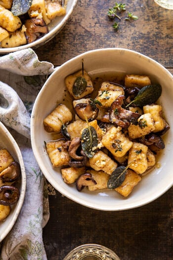 Ricotta Gnocchi with Herby Mushrooms and Sage Browned Butter.