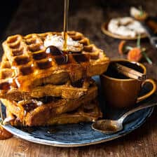 Cider Pumpkin Waffles with Salted Maple Butter.