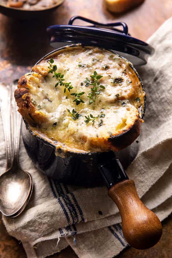 Creamy French Onion and Mushroom Soup | halfbakedharvest.com