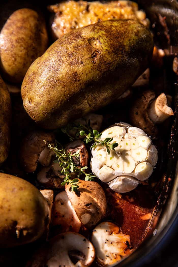Slow Cooker Coq au Vin with Parmesan Mashed Potatoes | halfbakedharvest.com