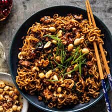 30 Minute Spicy Sesame Noodles with Ginger Chicken.