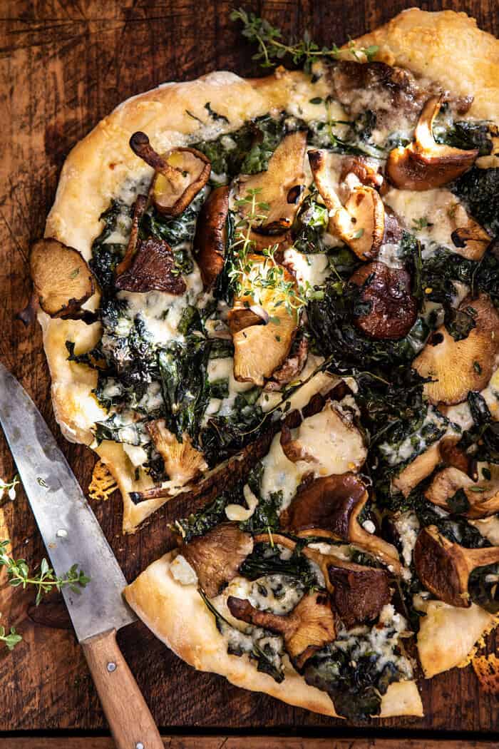 Roasted Mushroom Kale Pizza