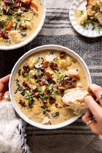Creamy Gnocchi Soup with Rosemary Bacon.