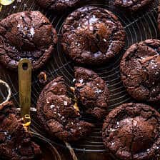 Crinkly Caramel Stuffed Brownie Cookies.