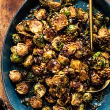 Fried Brussels Sprouts with Cider Vinaigrette and Bacon Breadcrumbs.