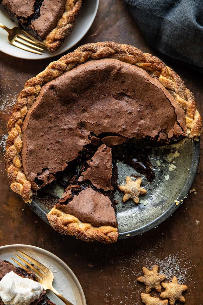 overhead photo of Molten Chocolate Crackle Pie 