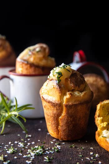 Salted Rosemary Popovers with Honey Butter.