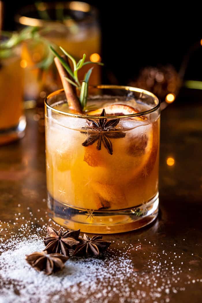side angled photo of Spiced Honey Bourbon Old Fashioned