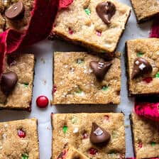 Brown Butter Christmas M&M Cookie Bars.