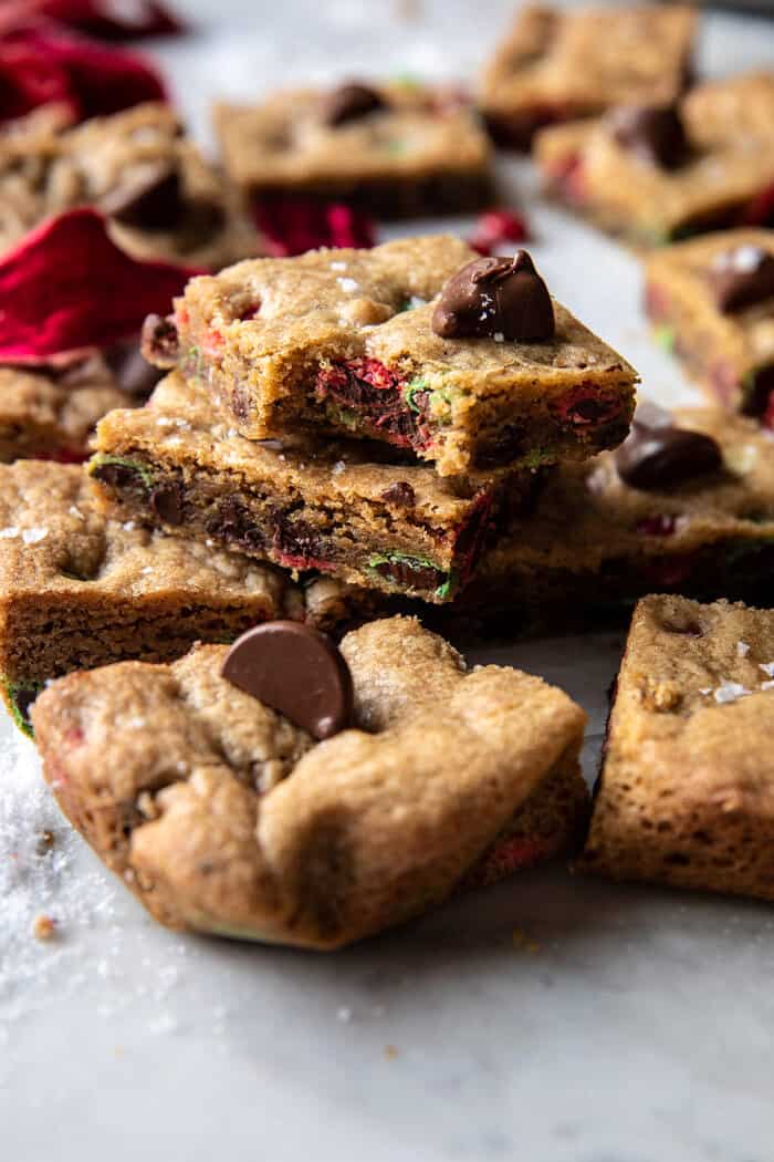 Brown Butter Christmas M&M Cookie Bars | halfbakedharvest.com