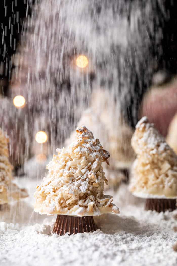 front on photo of Easy Vanilla Sugar Dusted Macaroon Trees