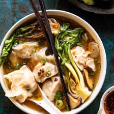 25 Minute Wonton Soup with Sesame Chili Oil.