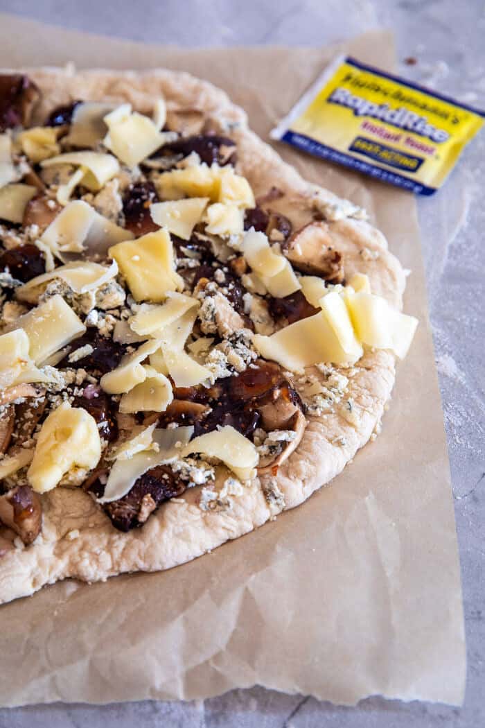 Balsamic Mushroom Fontina Pizza before going into the oven