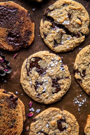 Salted Tahini Butter Chocolate Chip Cookies.