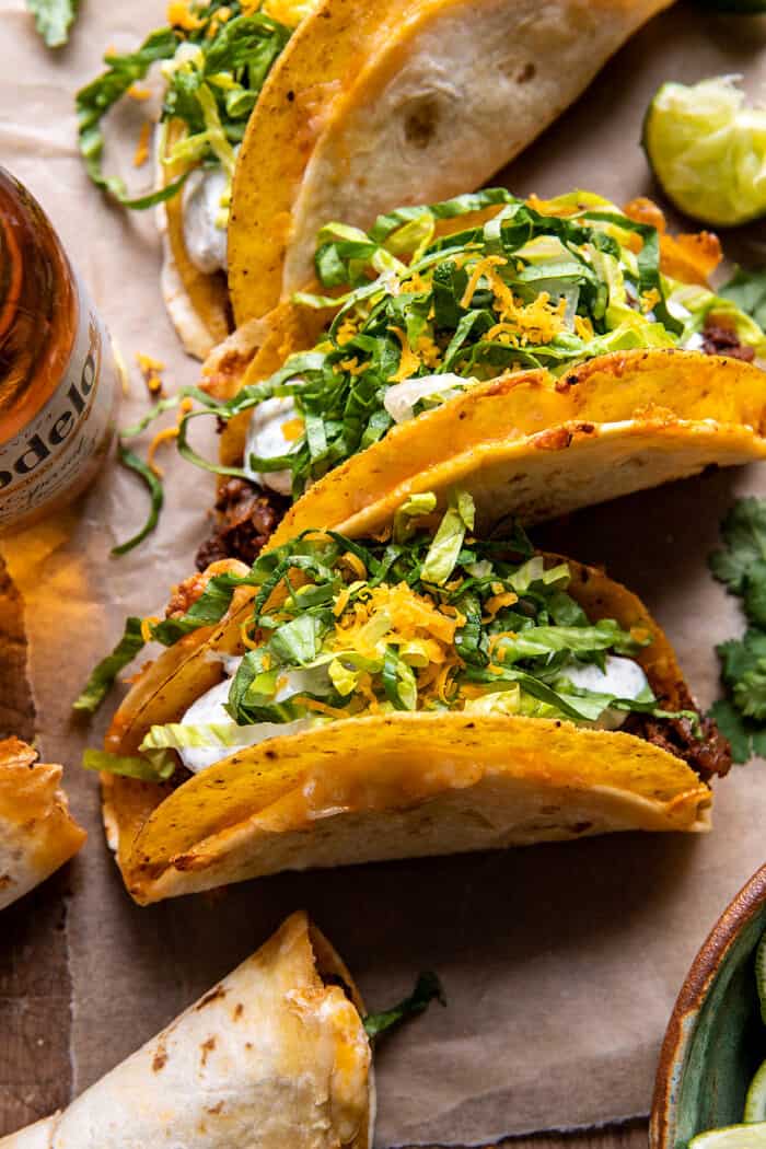 close up photo of Homemade Cheesy Gordita Crunch Tacos 