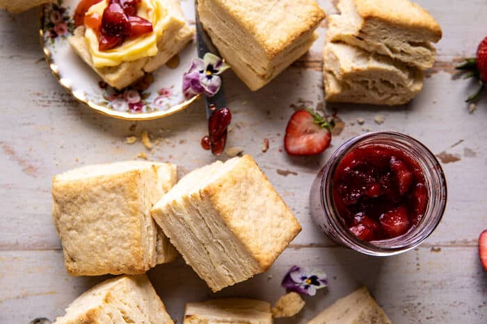 Flaky Southern Butter Biscuits with Strawberry Bourbon Jam | halfbakedharvest.com
