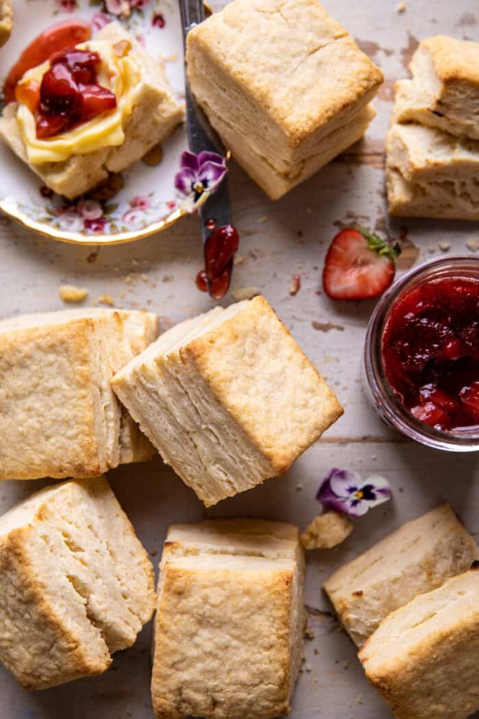 Flaky Southern Butter Biscuits with Strawberry Bourbon Jam | halfbakedharvest.com