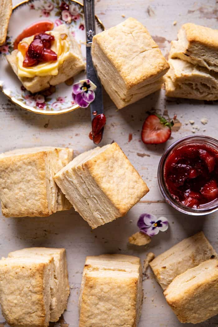 Flaky Southern Butter Biscuits with Strawberry Bourbon Jam | halfbakedharvest.com