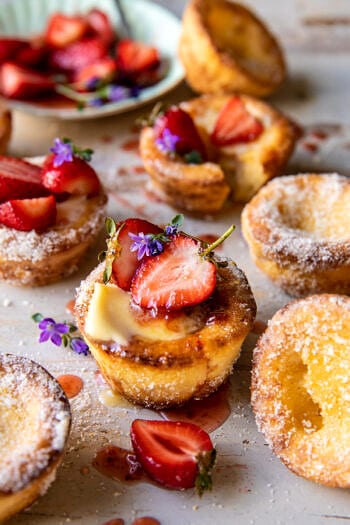 Mini Brown Butter Popovers with Jammy Strawberries.