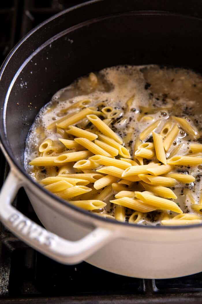 prep photo of pasta cooking in pot